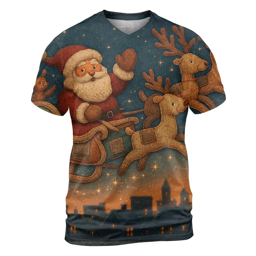 Santa Skyline Sleigh creative print fashion shirts