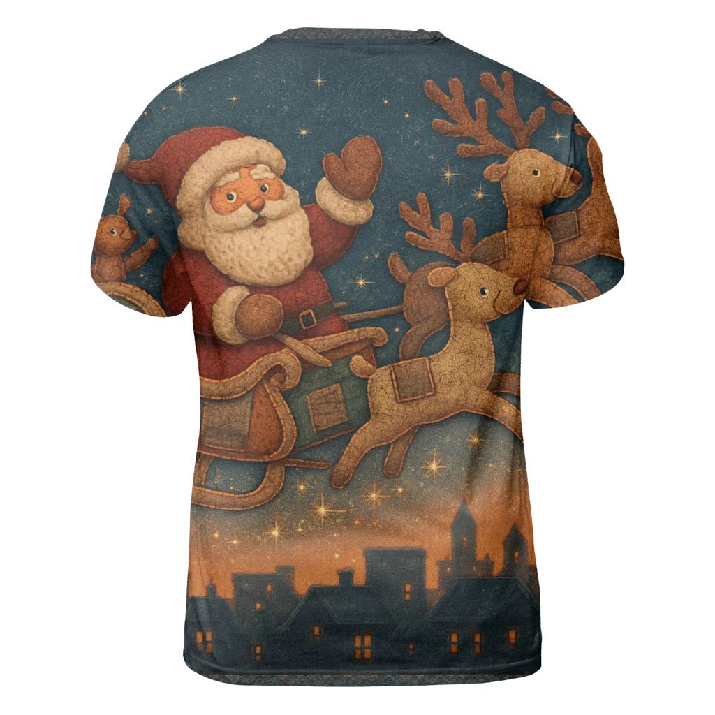 Santa Skyline Sleigh creative print fashion shirts