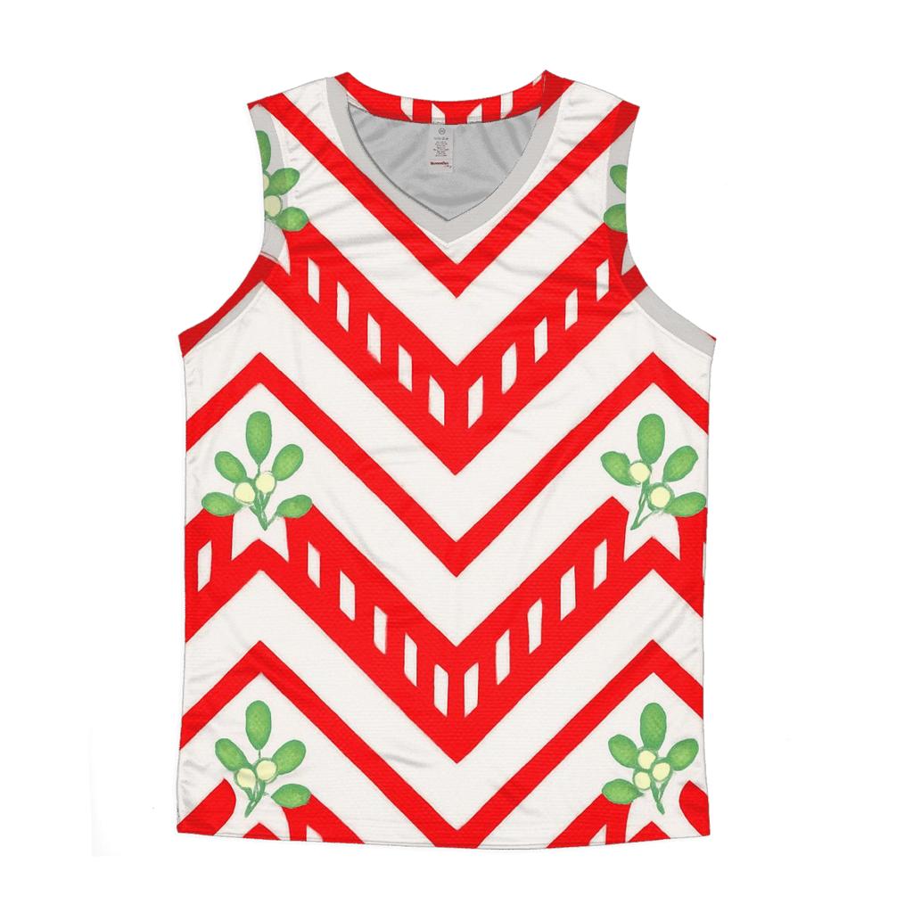 Candy Cane Chevron On Snow White designer workout tanks