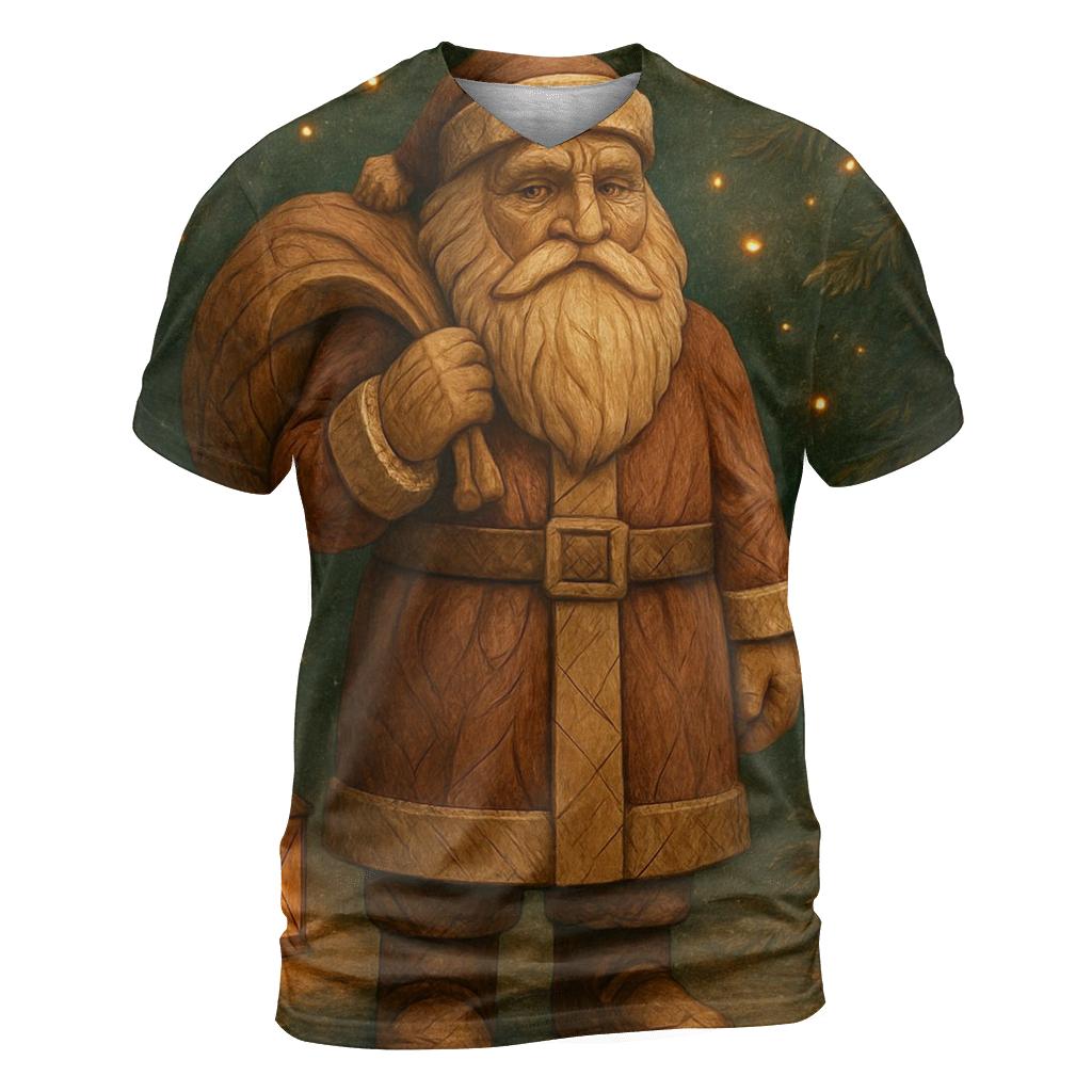 Woodland Carved Santa creative print fashion shirts