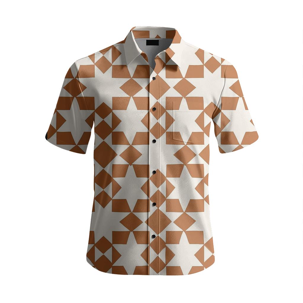 Terracotta Zellige Geometry embroidered logo shirts