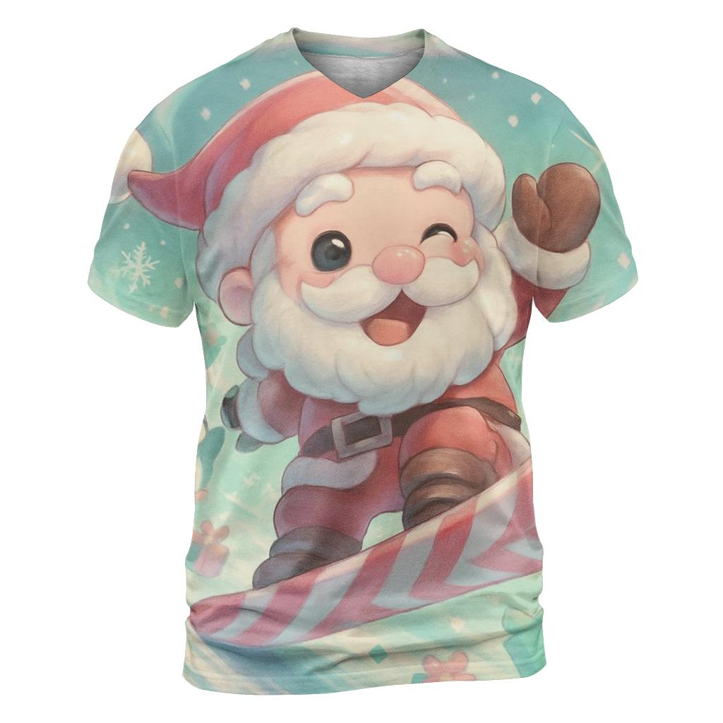 Chibi Snowboard Santa designer pattern shirts