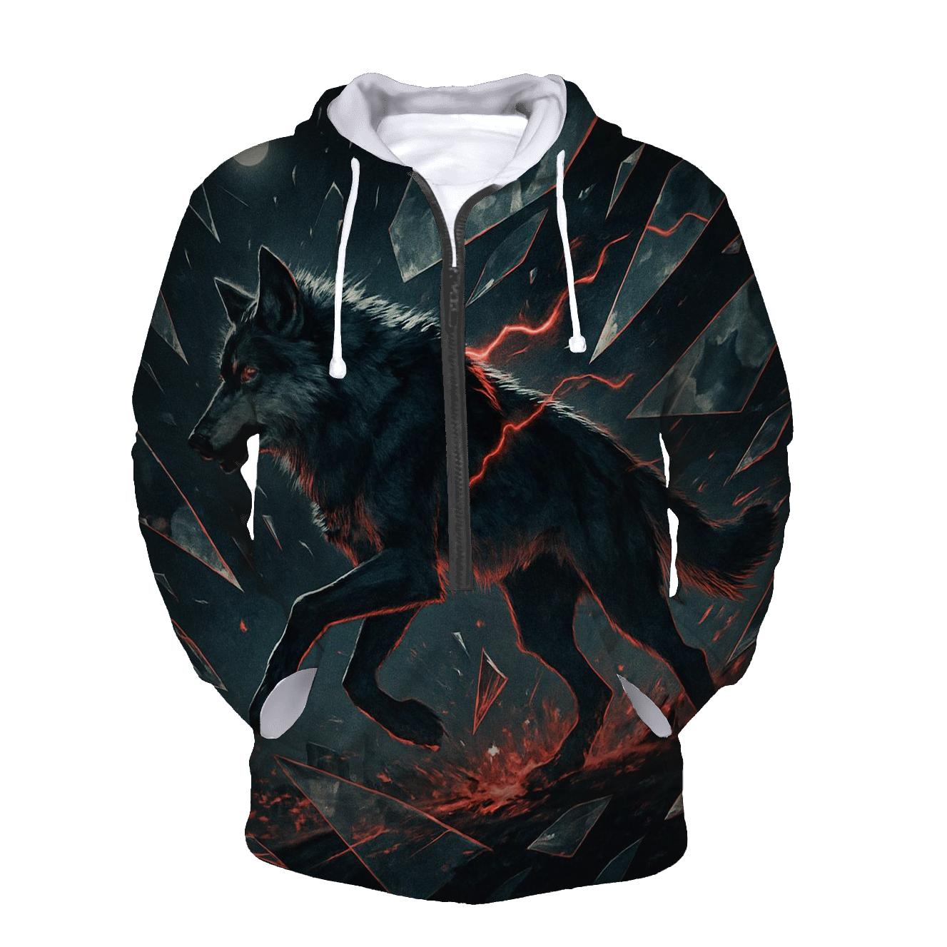  Shattered Glass Lone Wolf printed hoodies