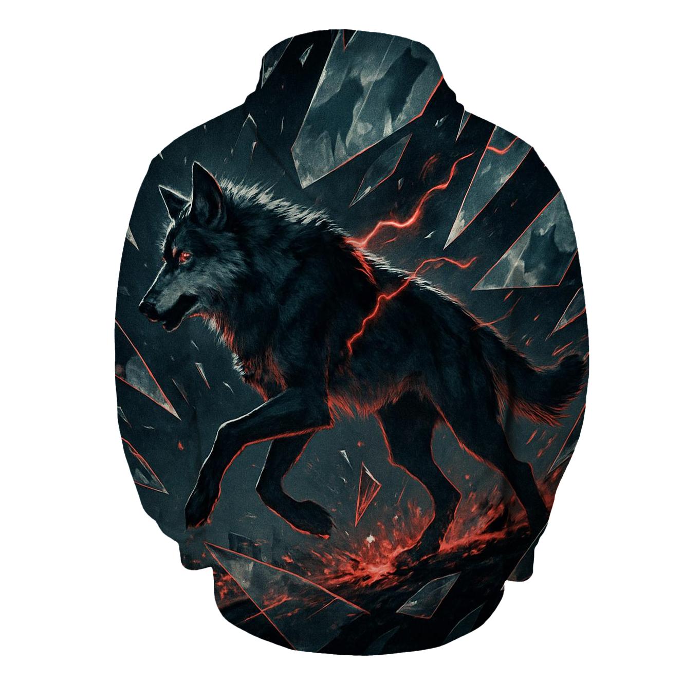  Shattered Glass Lone Wolf printed hoodies