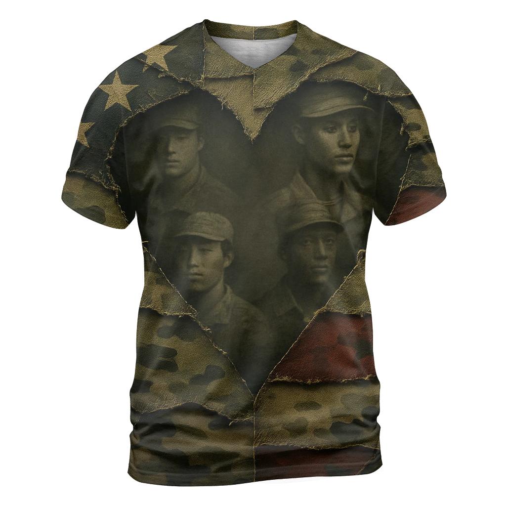 Camouflage Heartline statement graphic shirts
