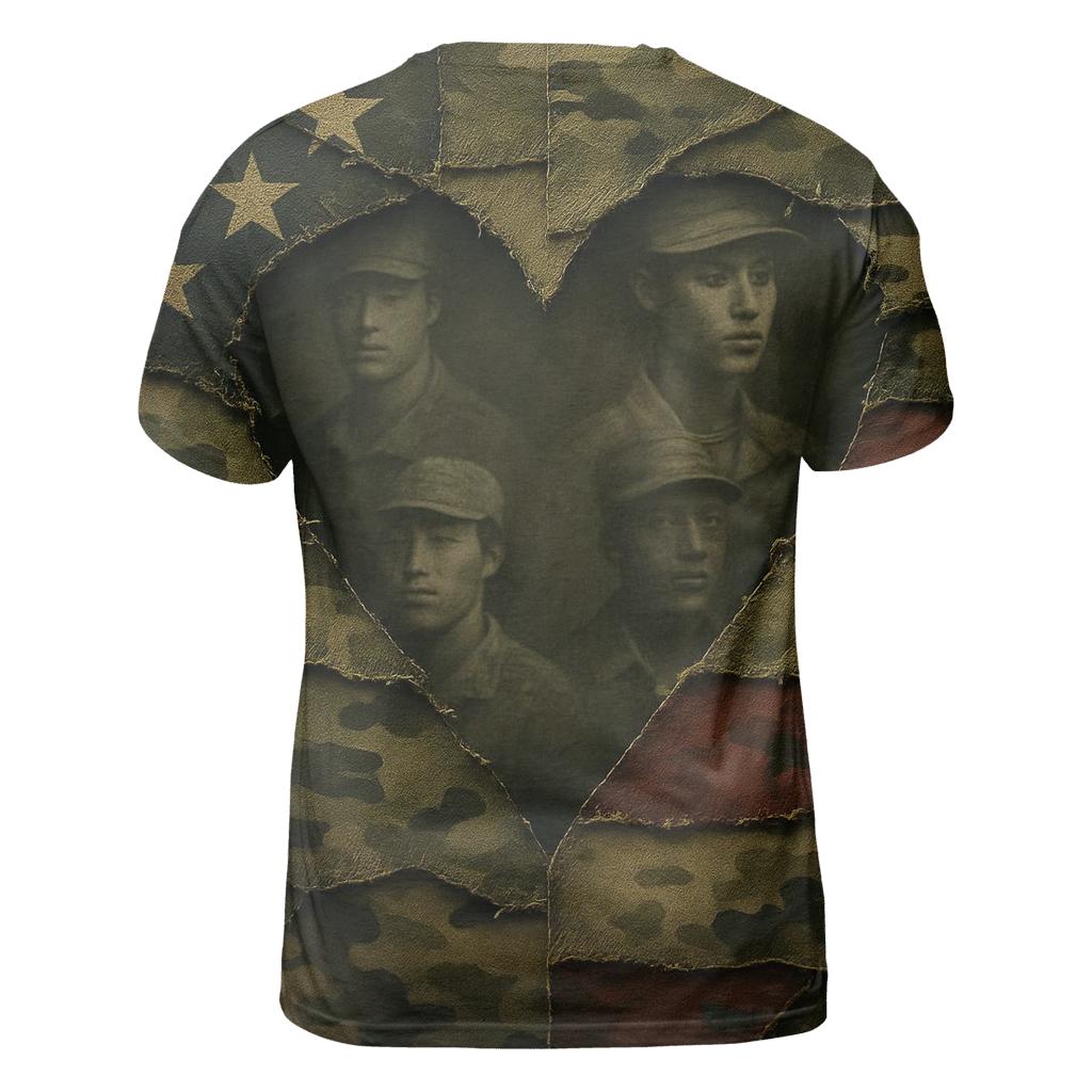 Camouflage Heartline statement graphic shirts