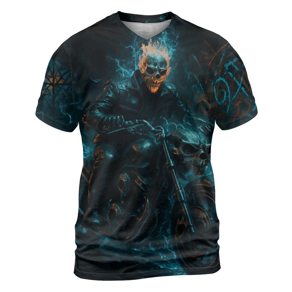 Grim Rider Of The Neon Catacombs vibrant all-over design tees