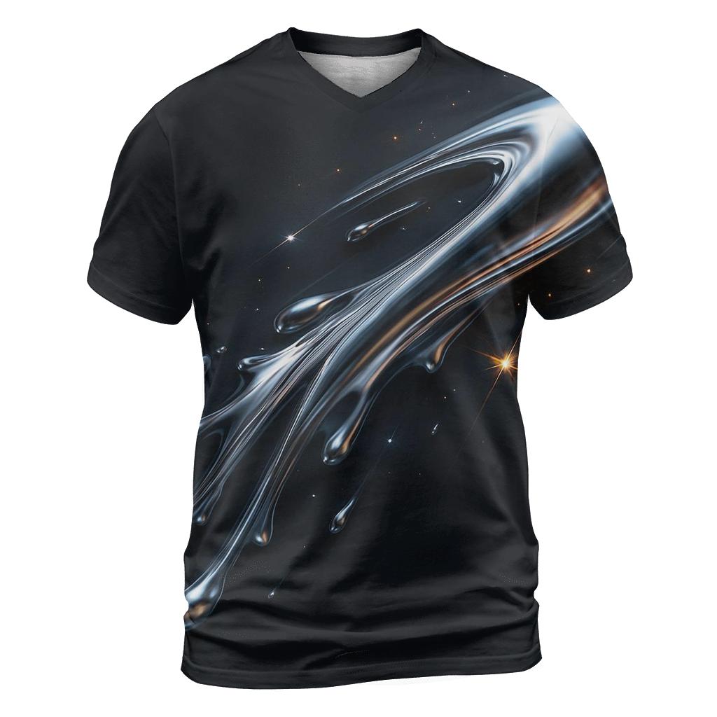 Metallic Comet Ribbon artistic all-over print tops
