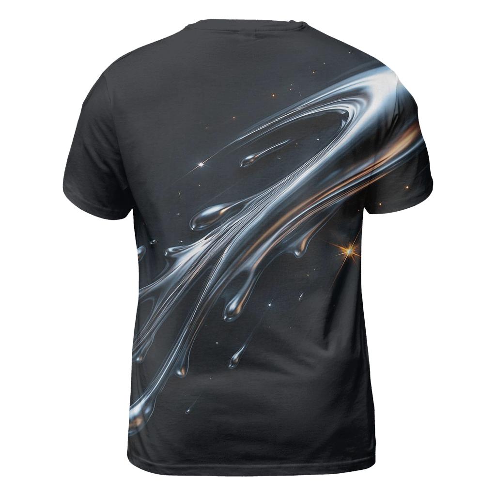 Metallic Comet Ribbon artistic all-over print tops