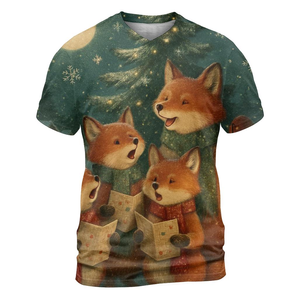 Midnight Caroling Foxes statement graphic shirts
