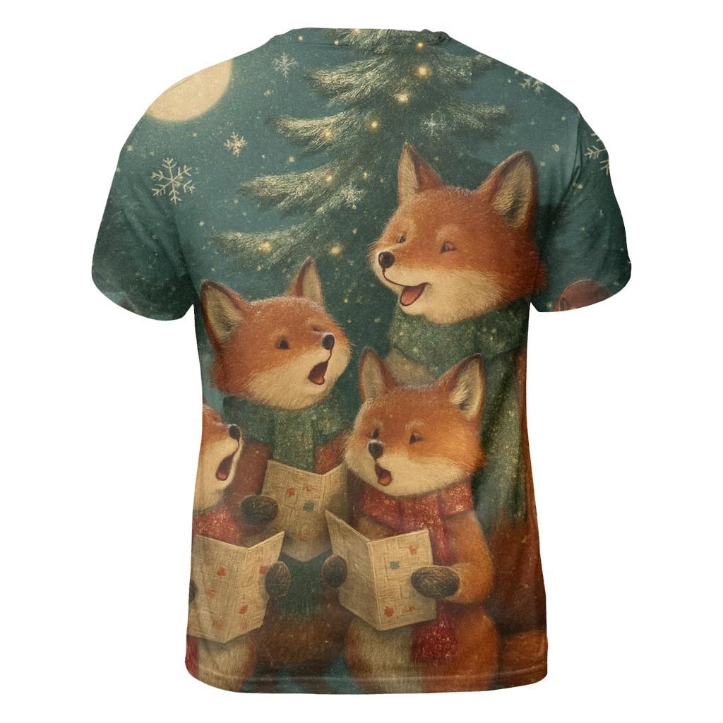 Midnight Caroling Foxes statement graphic shirts