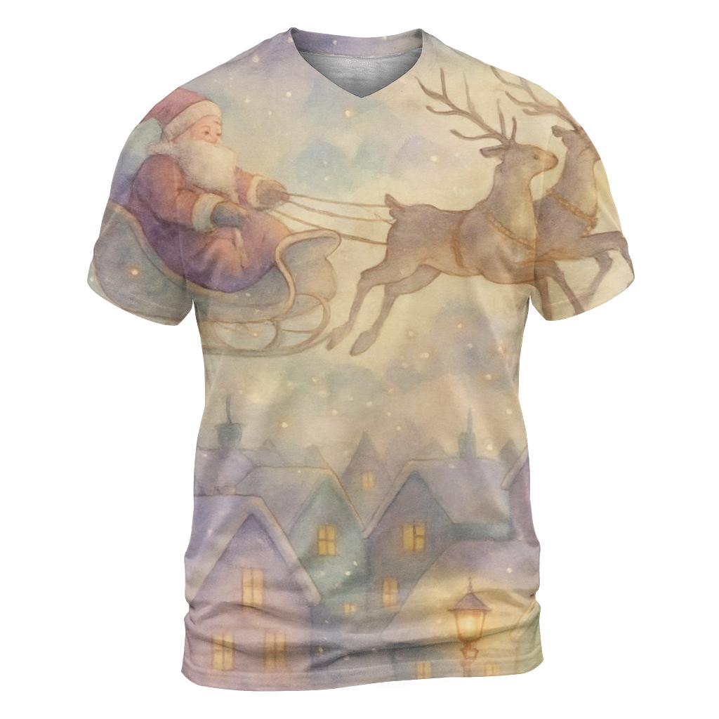 Dreamy Watercolor Sleigh Moment custom all-over print shirts
