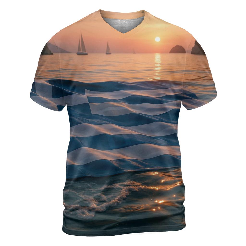 Aegean Flag Tide creative print fashion shirts