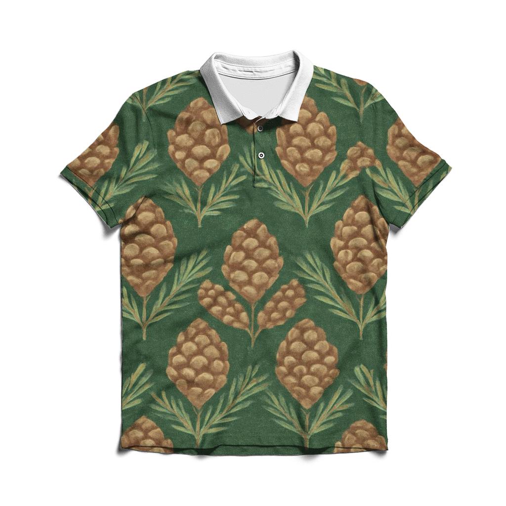 Pinecone Chevron On Forest Green classic pique polos