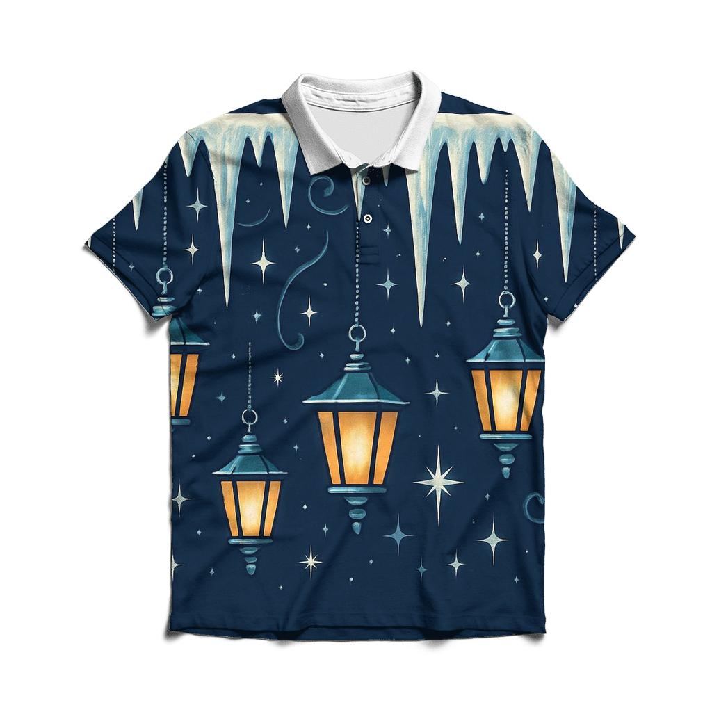 Icicle Border On Midnight Navy premium cotton polo shirts