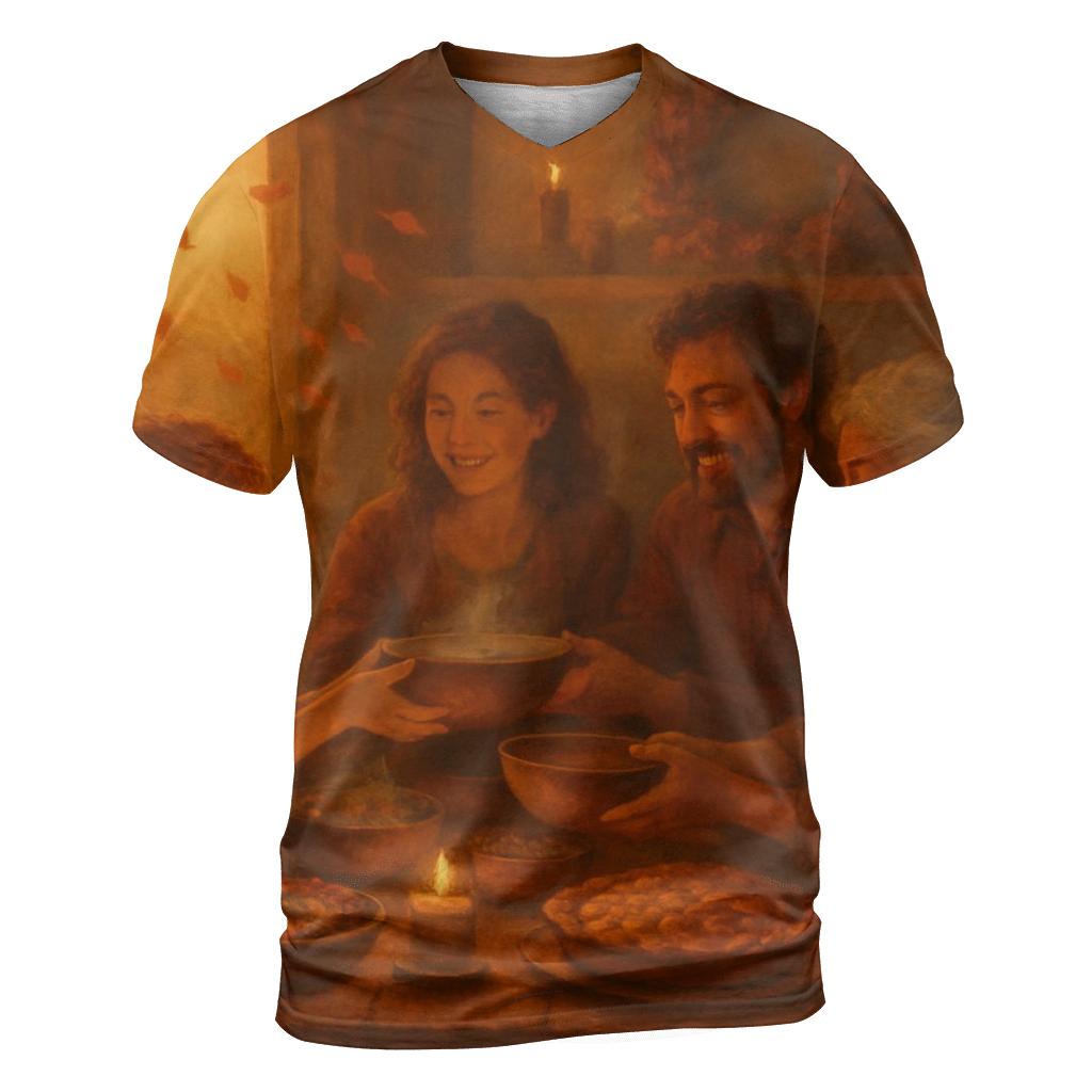 Harvest Hearth Family Circle artistic all-over print tops