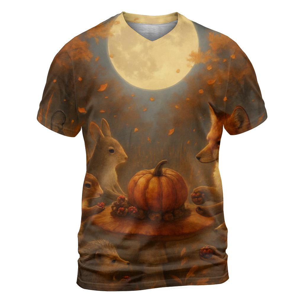 Woodland Feast Under Moonlight trendy printed shirt styles