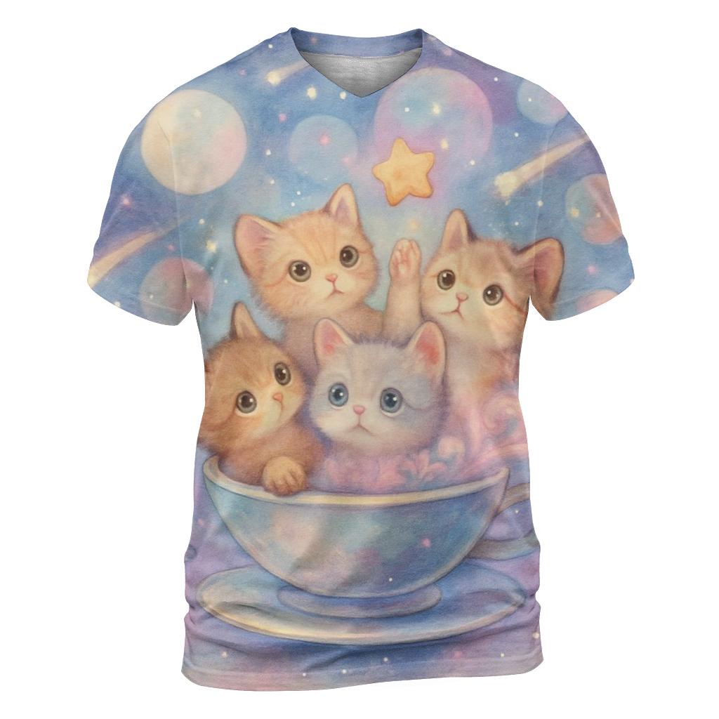 Galactic Tea Party Kittens statement graphic shirts