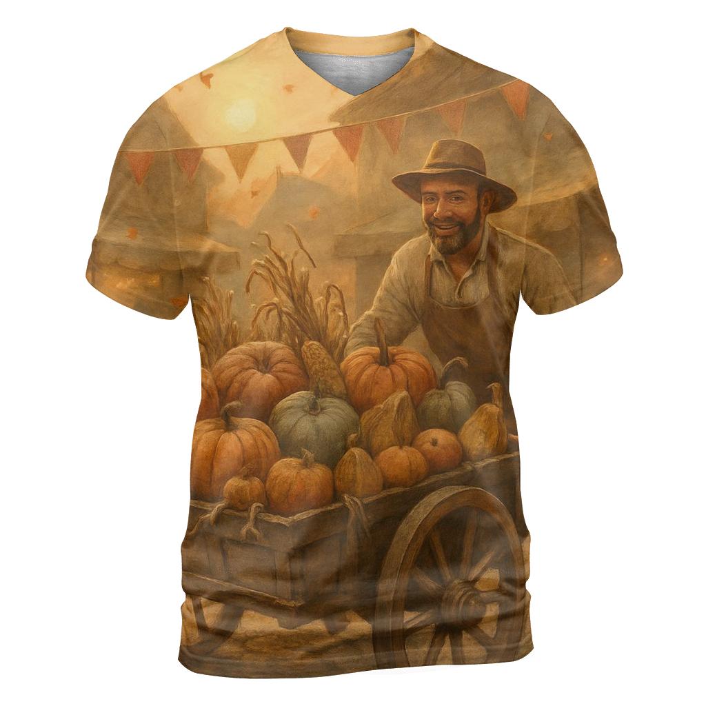 Pumpkin Cart At Sunset Market designer pattern shirts