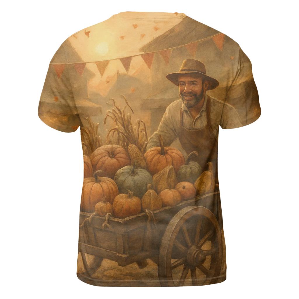 Pumpkin Cart At Sunset Market designer pattern shirts