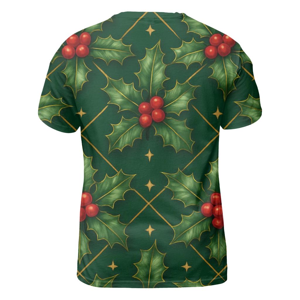 Crimson Holly Lattice On Emerald Background designer pattern shirts