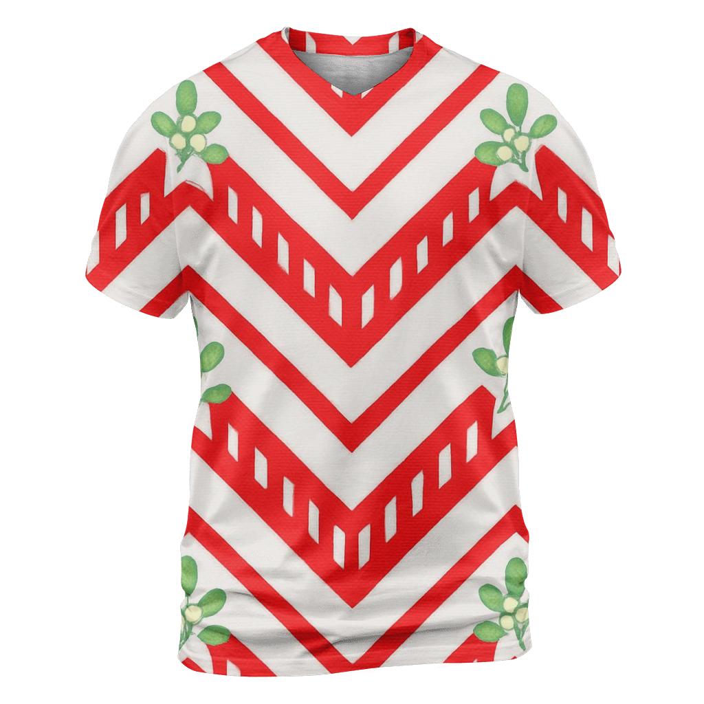 Candy Cane Chevron On Snow White creative print fashion shirts