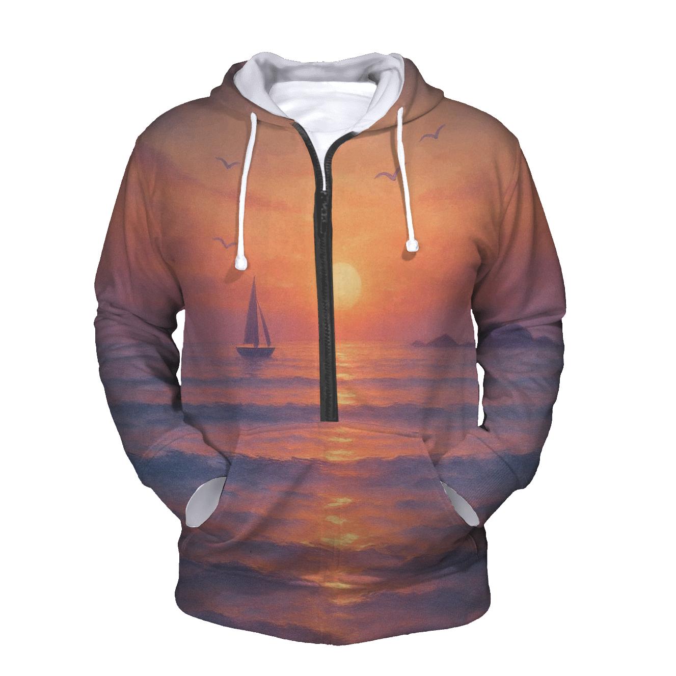 Coral Tide Horizon printed hoodies