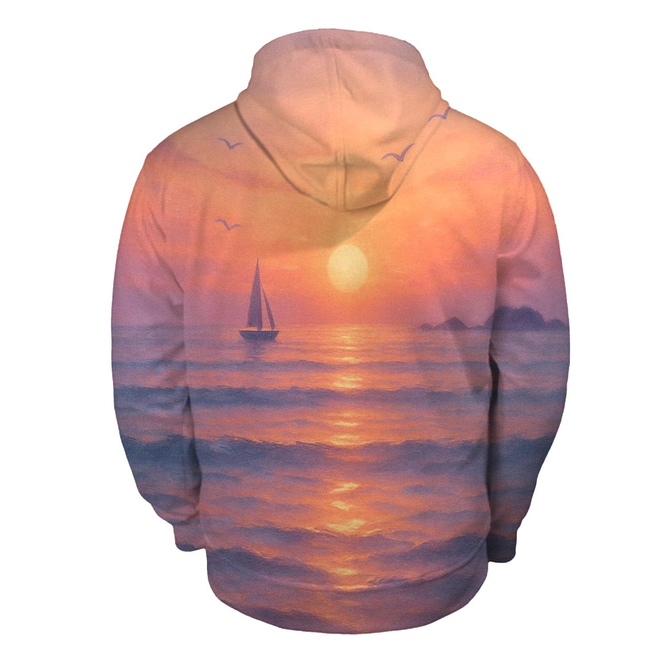 Coral Tide Horizon printed hoodies