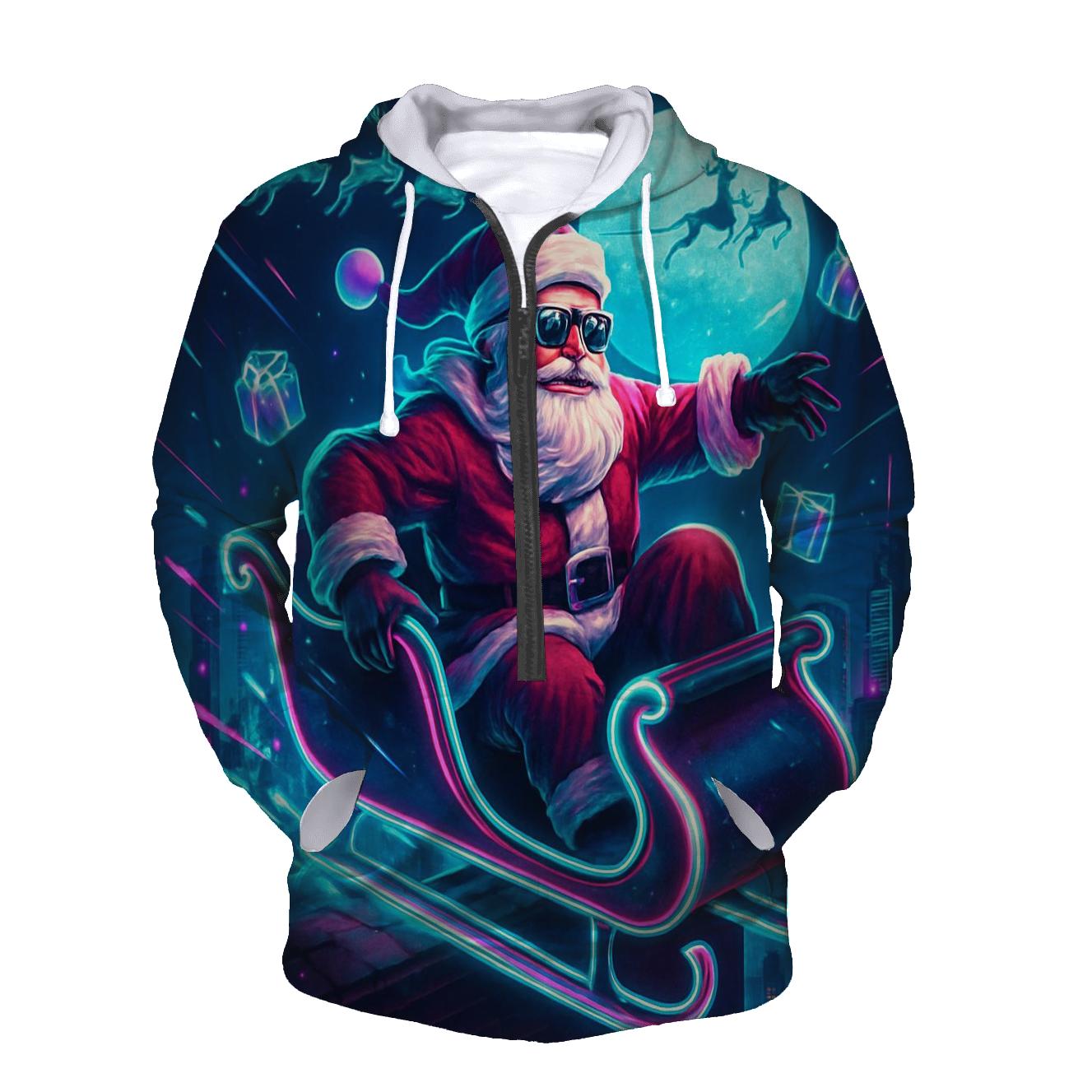 Neon Sleigh Rider Santa designer hoodies