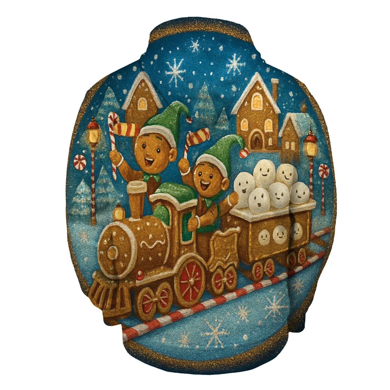 Gingerbread Train Party embroidered hoodies