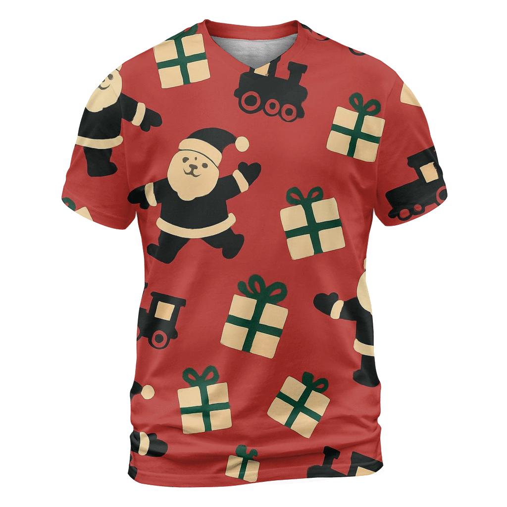 Santa Silhouette Scatter On Cardinal Red artistic all-over print tops