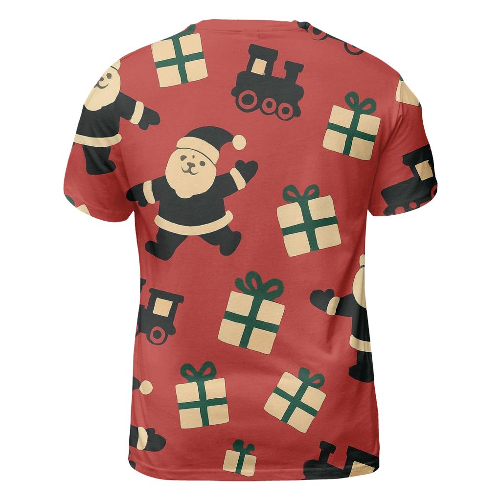 Santa Silhouette Scatter On Cardinal Red artistic all-over print tops