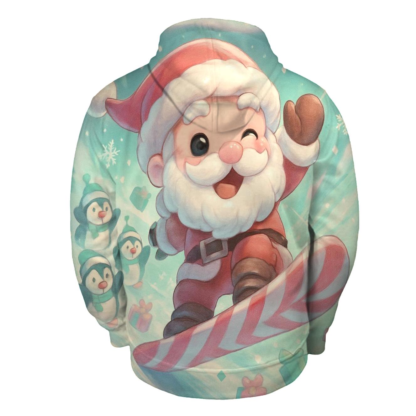 Chibi Snowboard Santa zip-up hoodies