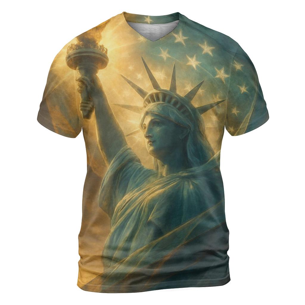 Liberty Halo Wrap statement graphic shirts