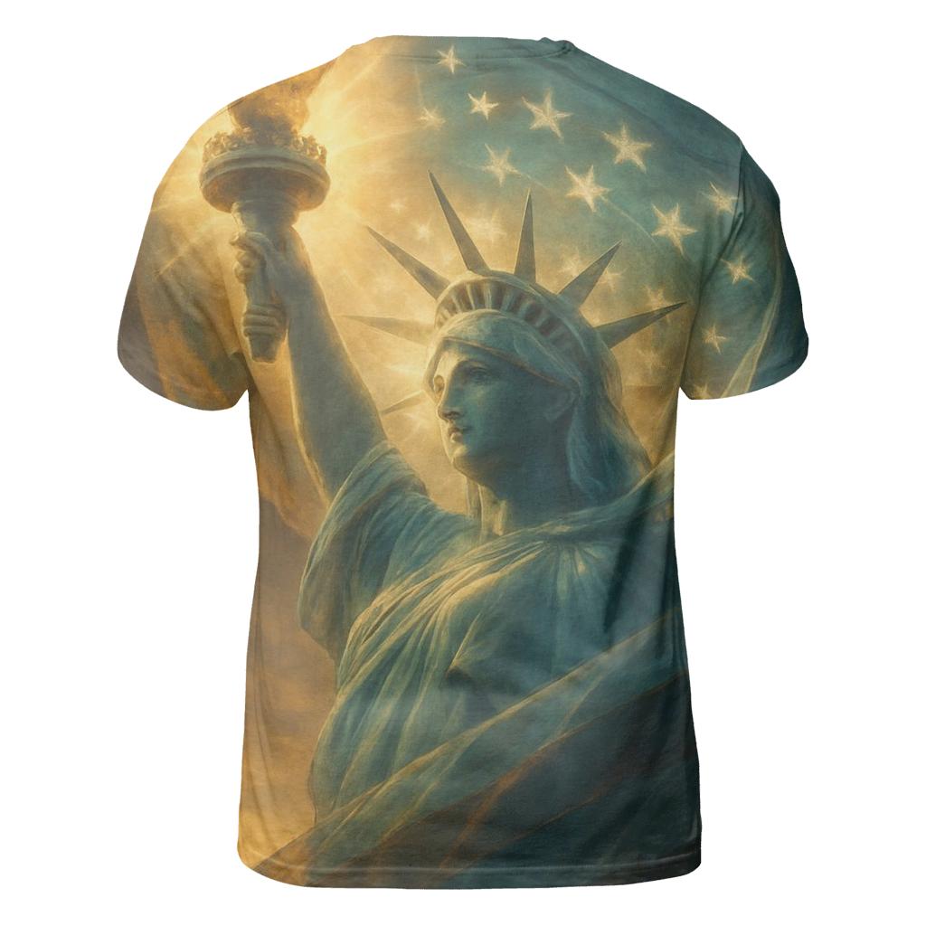 Liberty Halo Wrap statement graphic shirts