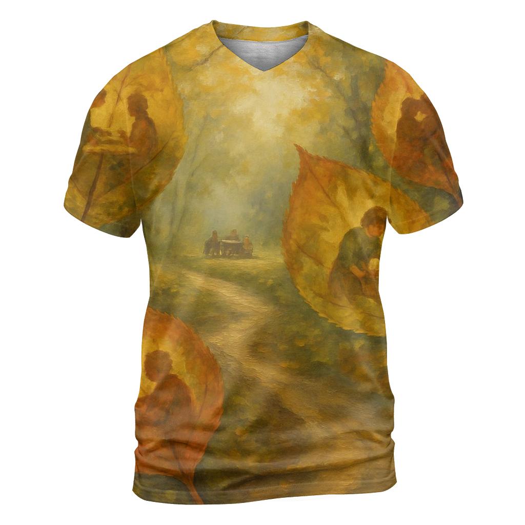 Golden Trail Of Thankful Leaves unique graphic print tees