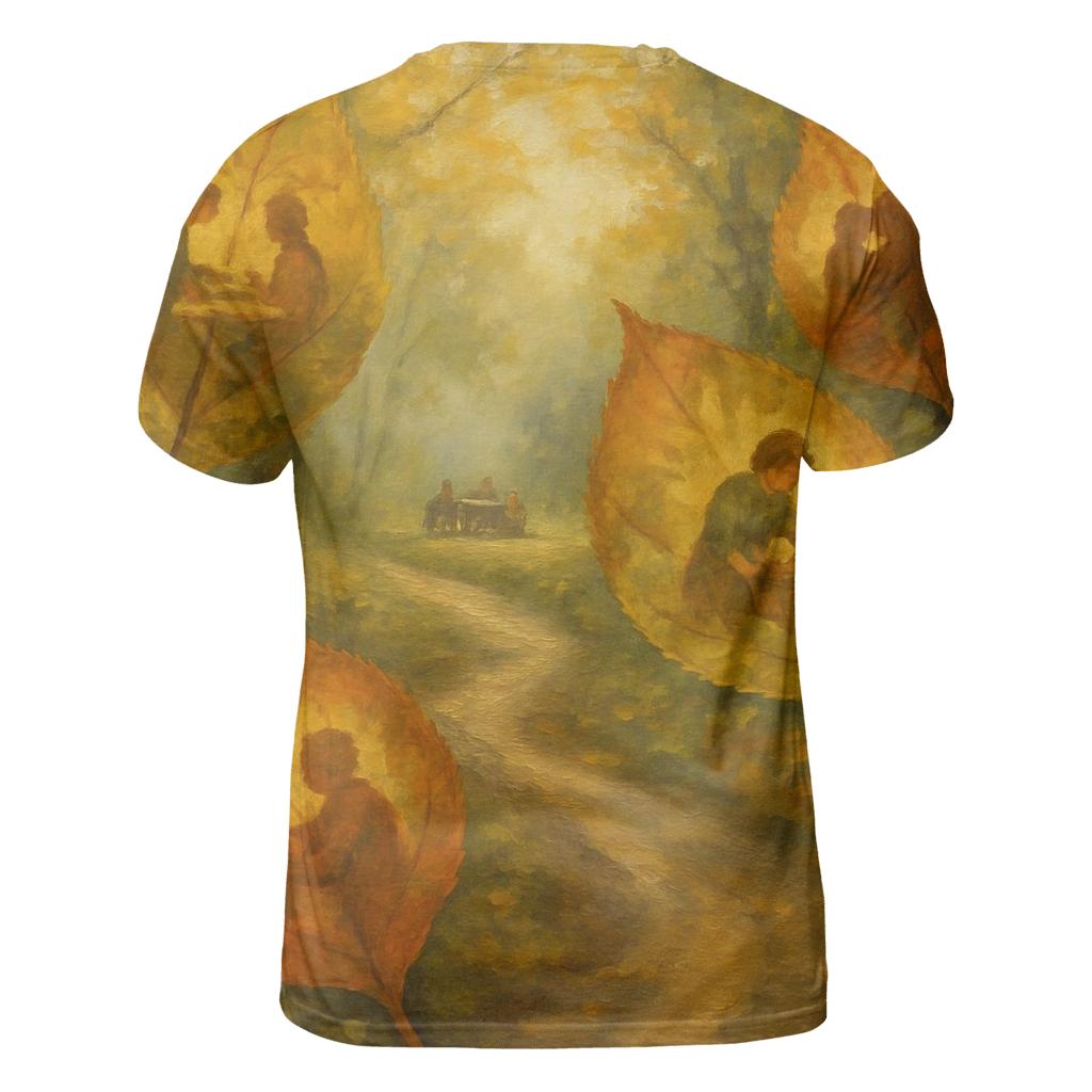 Golden Trail Of Thankful Leaves unique graphic print tees