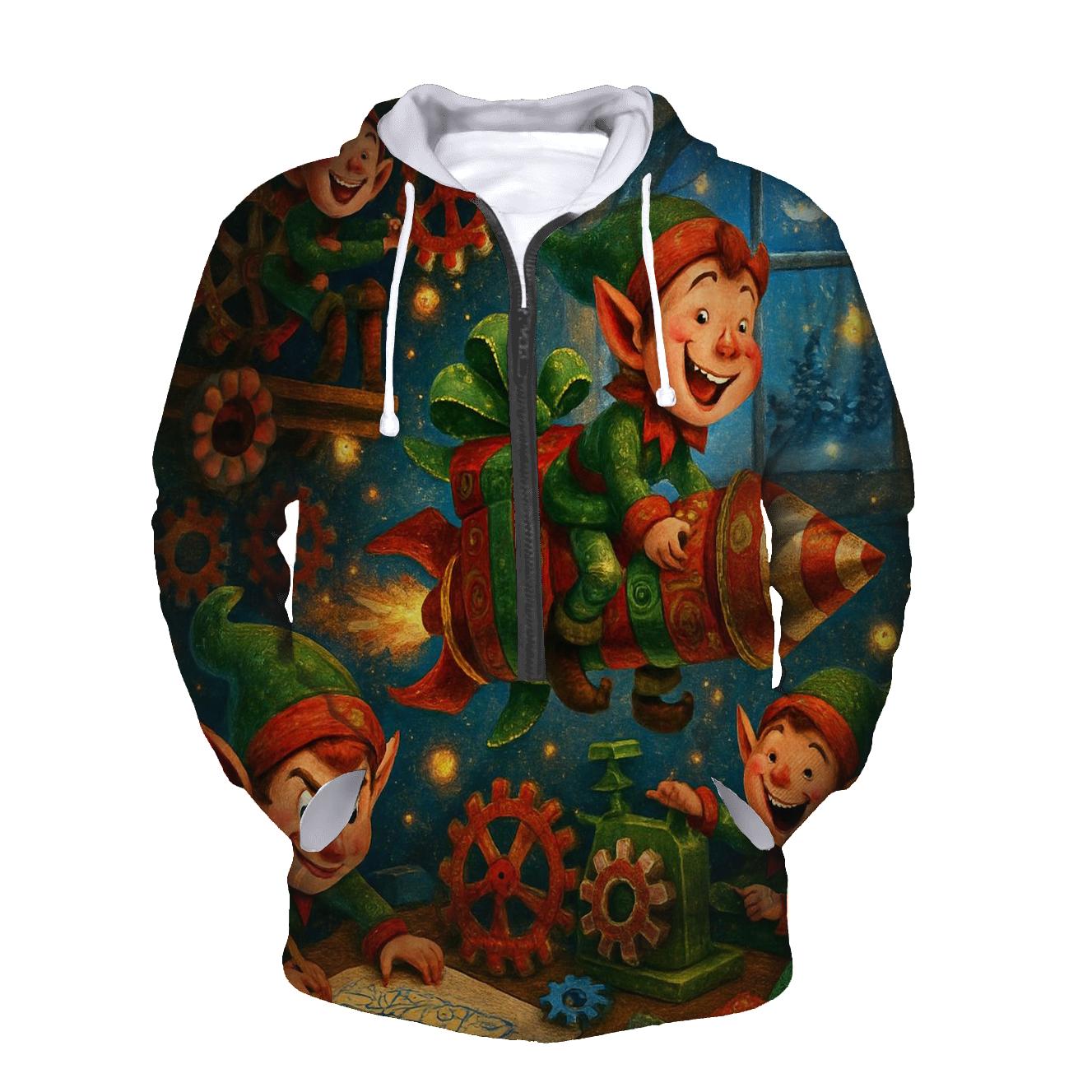 Elves Midnight Workshop zip-up hoodies