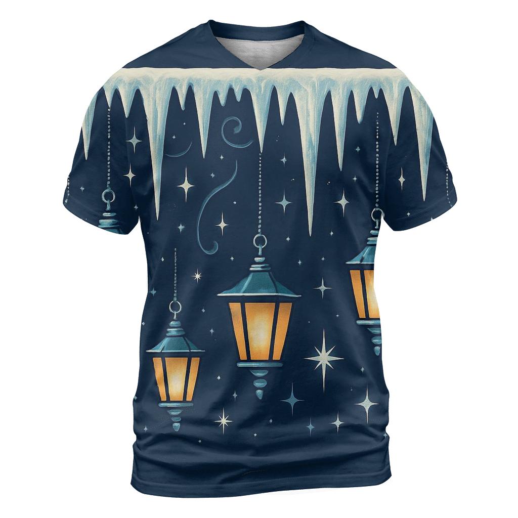 Icicle Border On Midnight Navy statement graphic shirts