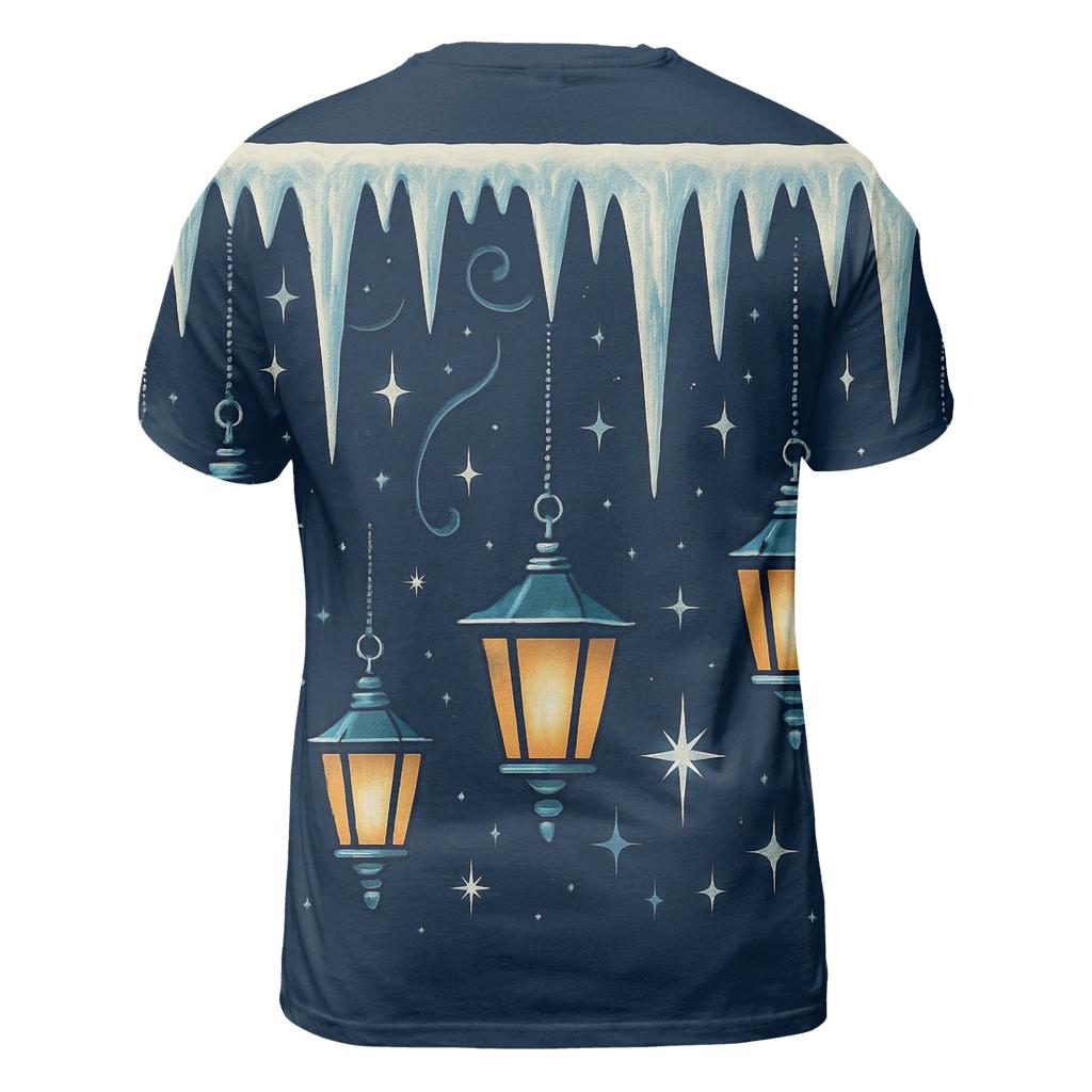 Icicle Border On Midnight Navy statement graphic shirts