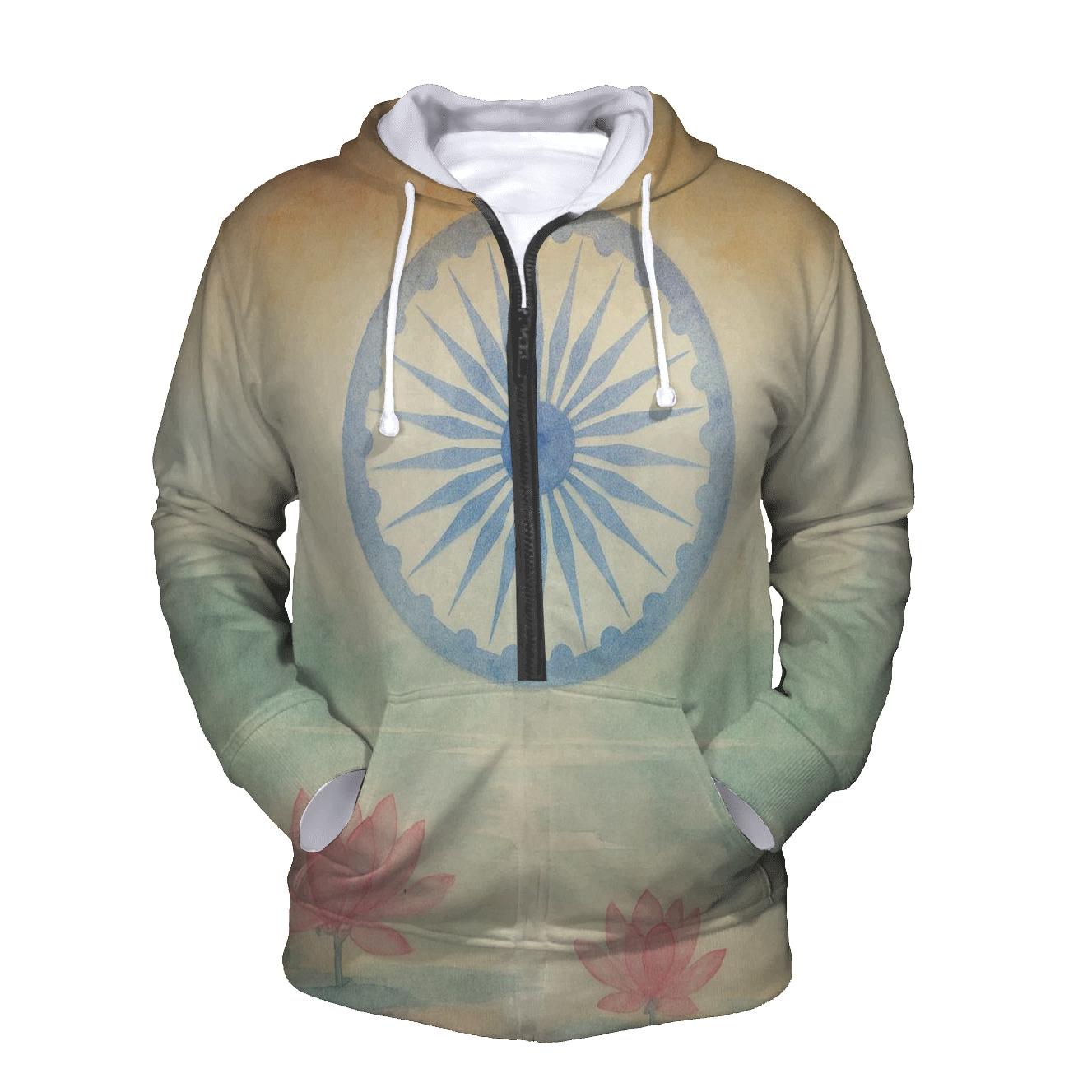 Monsoon Temple Watercolor zip-up hoodies