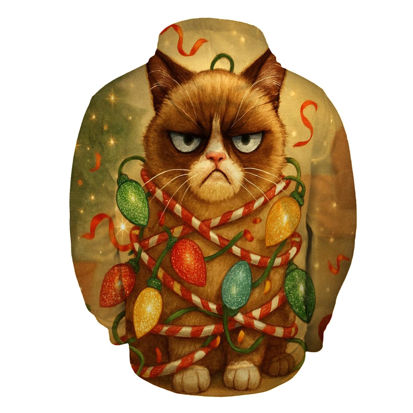 Grumpy Cat In Lights printed hoodies