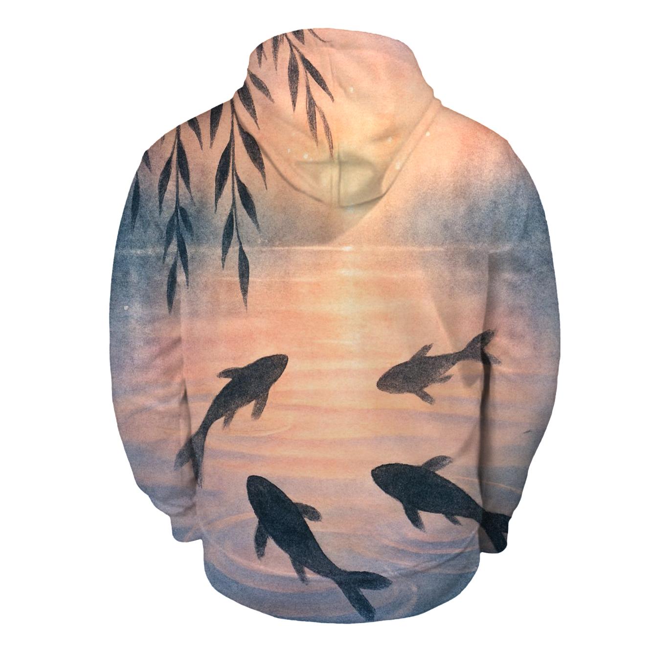 Peach Sky Koi Reflection designer hoodies