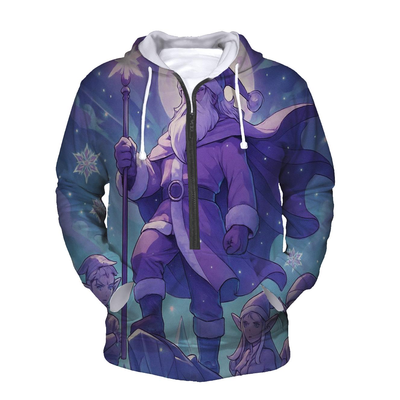 Frosted Anime Guardian Santa designer hoodies