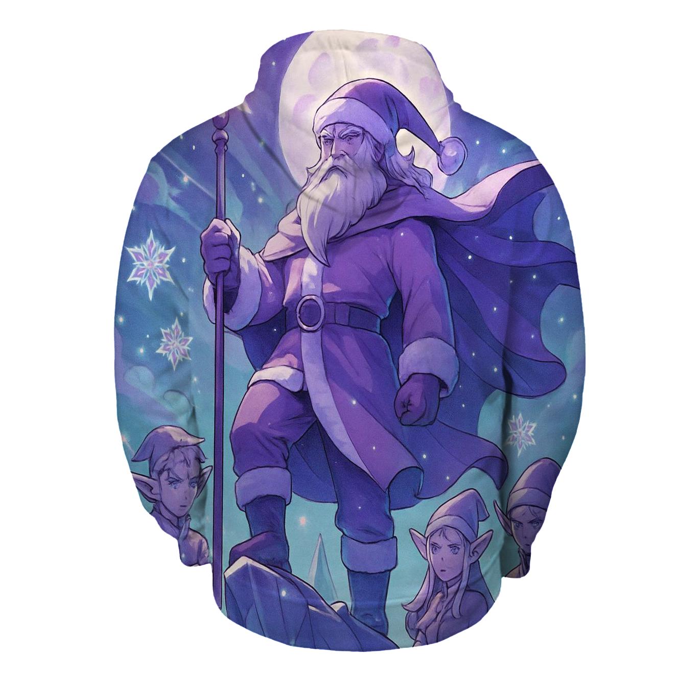 Frosted Anime Guardian Santa designer hoodies