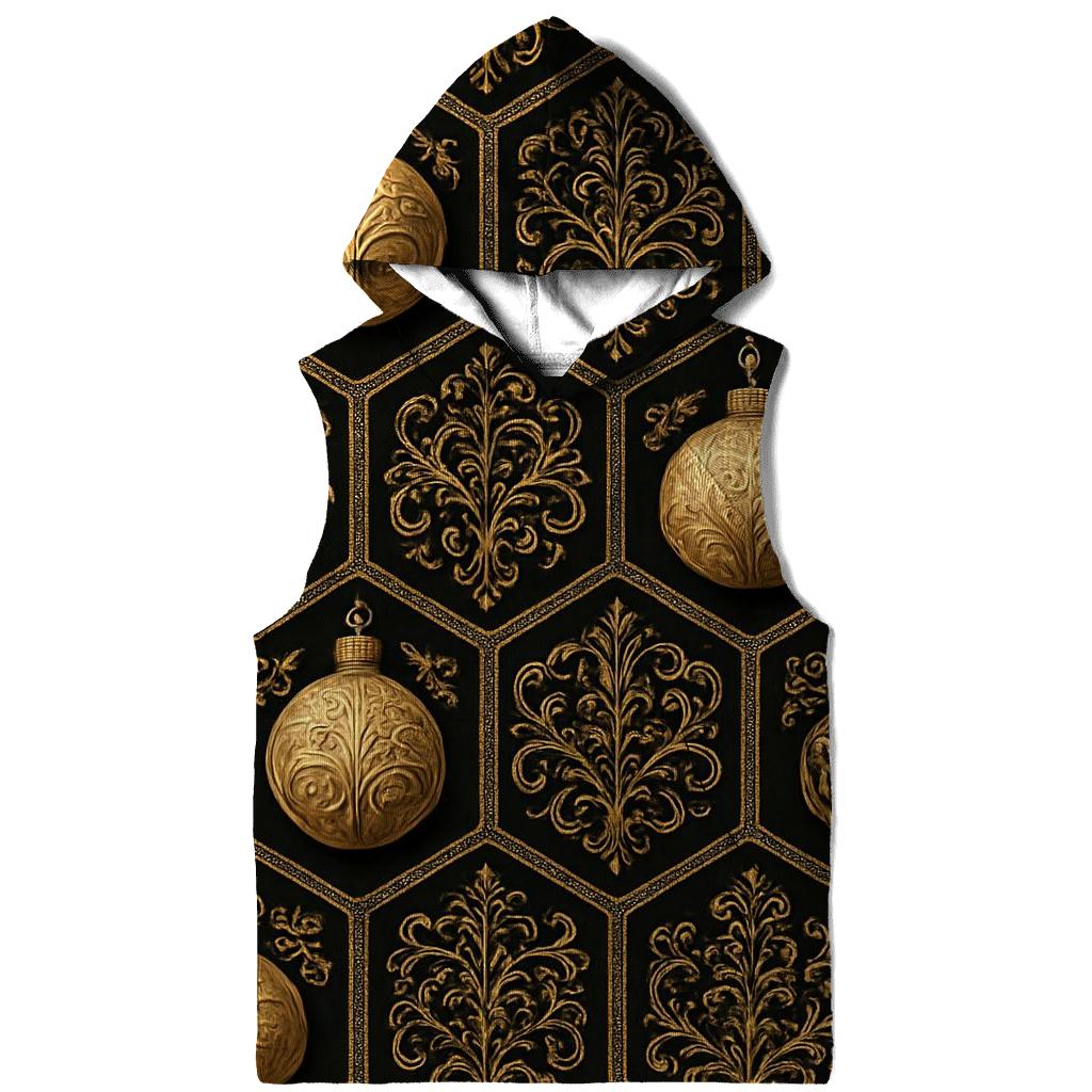 Golden Bauble Mosaic On Midnight Black graphic hoodies
