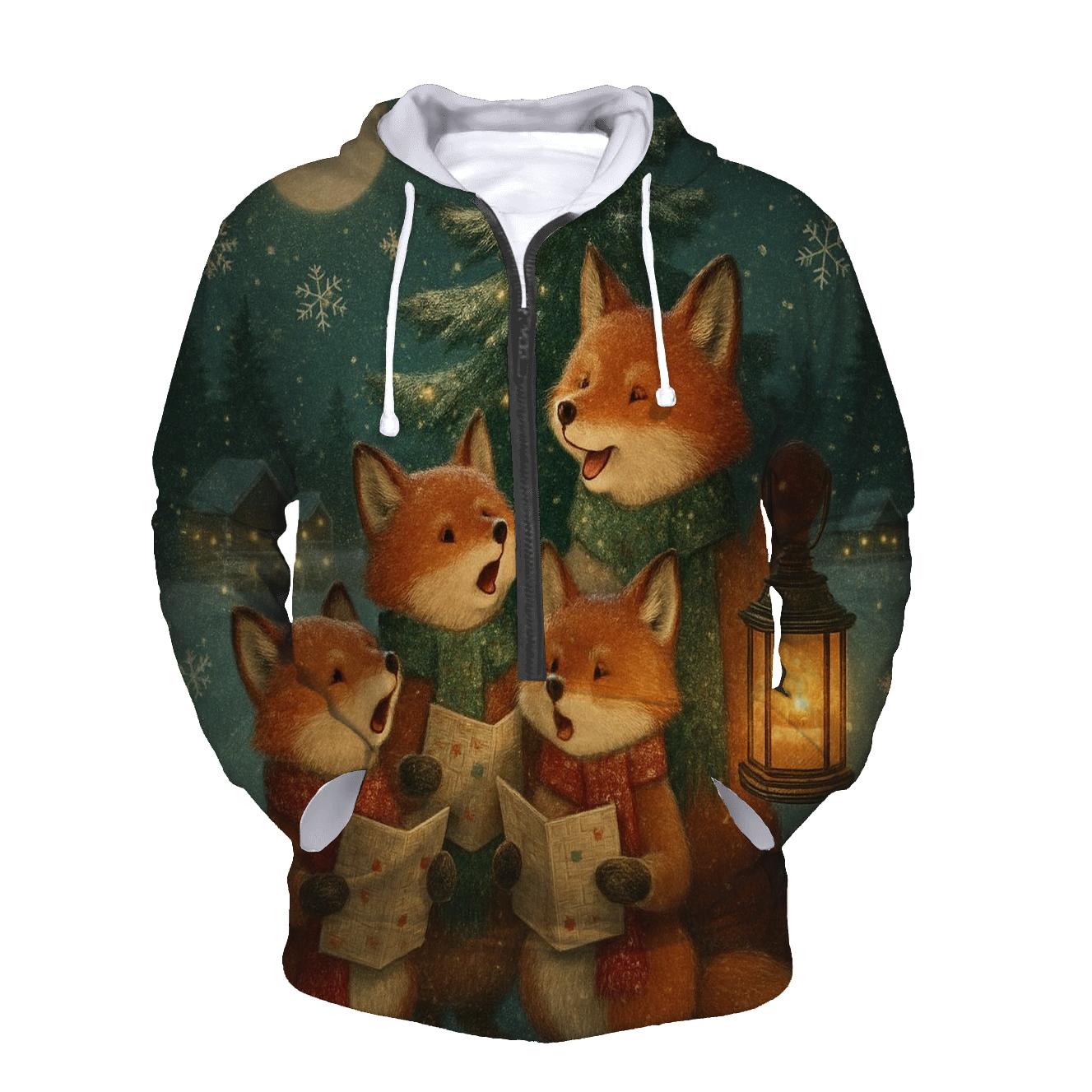 Midnight Caroling Foxes pullover hoodies