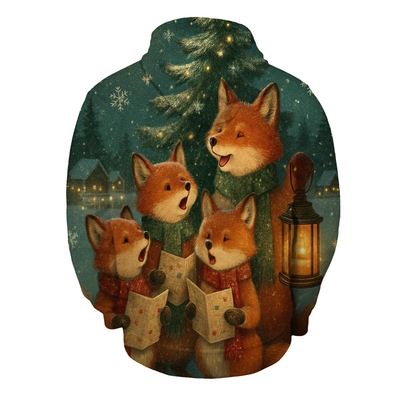 Midnight Caroling Foxes pullover hoodies