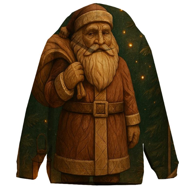 Woodland Carved Santa designer hoodies
