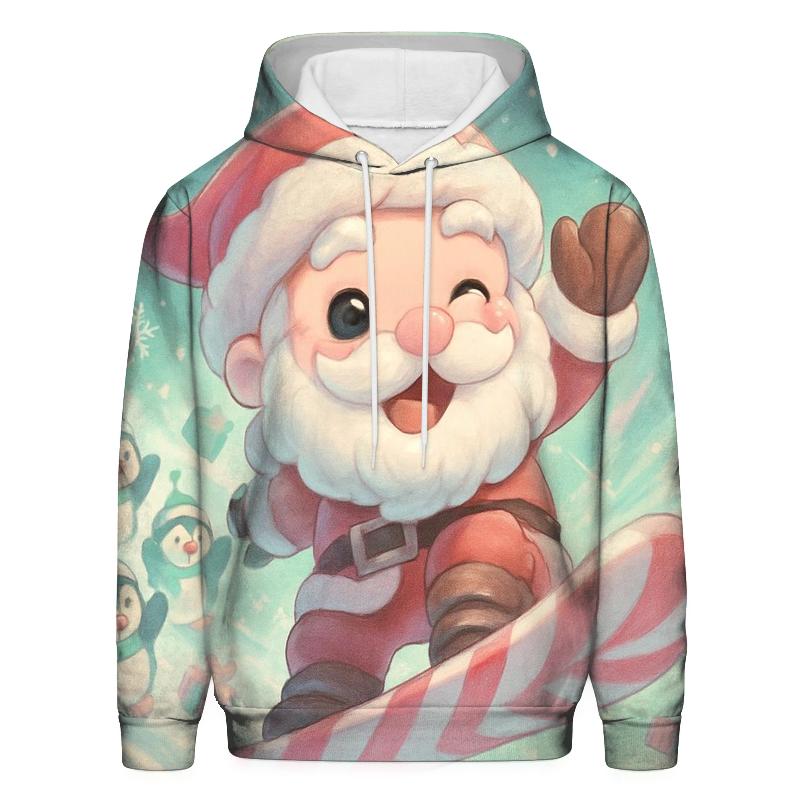 Chibi Snowboard Santa heavyweight hoodies